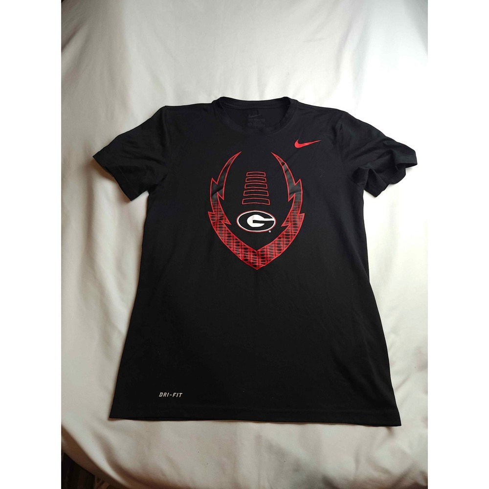 Nike Georgia Bulldogs Dri-FIT Graphic T-Shirt Black Red Mens Small Athletic Cut